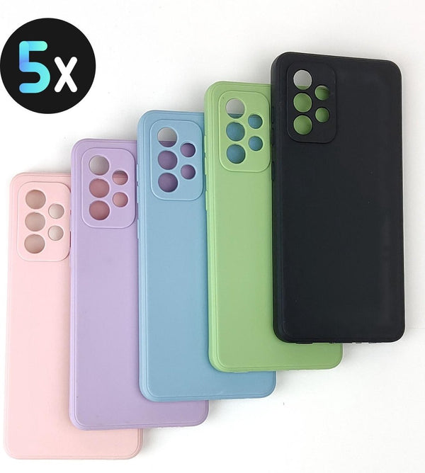 5 Pack - Hoesje Geschikt voor Samsung Galaxy A52 / A52S - 5x Siliconen Shock Proof Case - Stevige TPU Cover - Multipack met Groen, Zwart, Blauw, Roze en Paars