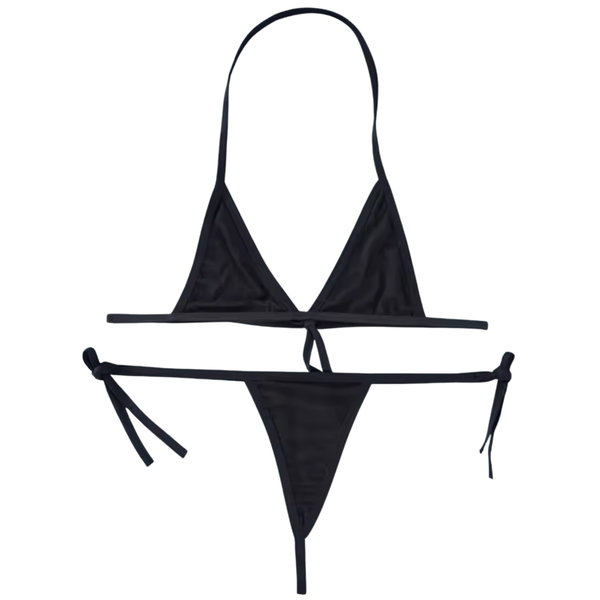 Sexy Dames Lingerieset – Zwart - Mini Lingerie Set – Tweedelige Lingerie Set - Halter Bralette Zonder Beugel - Micro String - Met Verstelbare Bandjes - Ondergoed Voor Vrouwen - Maat S