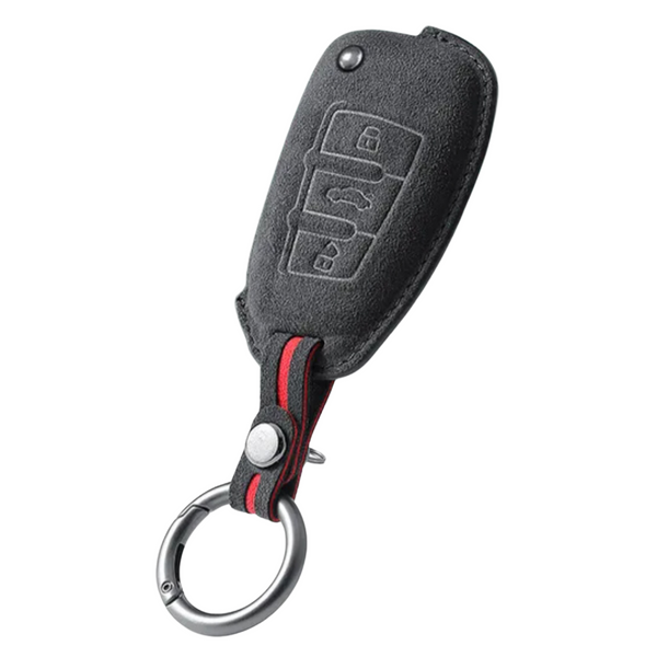 Luxe Alcantara Sleutelcover - Sleutelhoesje Geschikt voor Audi A1 / A3 / A5 / A6 / Q3 / Q5 / S3 / S5 / RS - Alcantara Look - Zacht Sleutel Hoesje - Met Hanger - Auto Accessoires