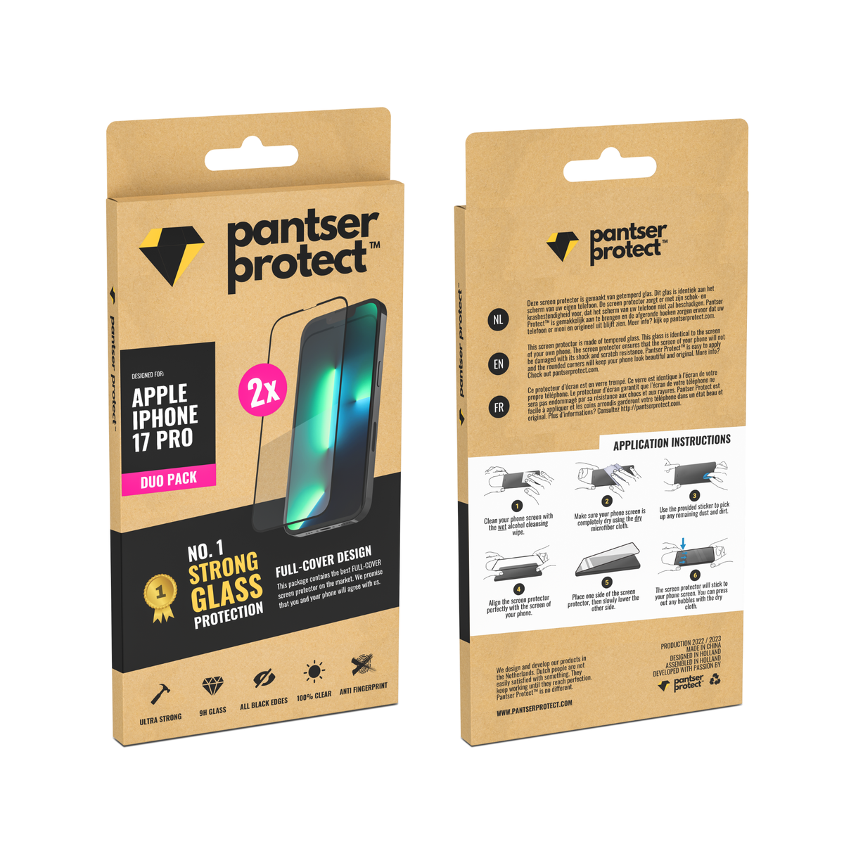 DUO-PACK - 2x Pantser Protect™ Glass Screenprotector Geschikt voor Apple IPhone 17 Pro - Case Friendly - Premium Pantserglas - Glazen Screen Protector