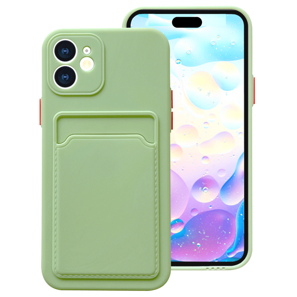 Hoesje Geschikt voor Apple iPhone 16 Plus / 16+ Stevig TPU - Met Kaarthouder - Lichtgroen - Shockproof Case met Pasjeshouder - TPU Hoes Met Vakje Voor Pasje - Card Case Back Cover