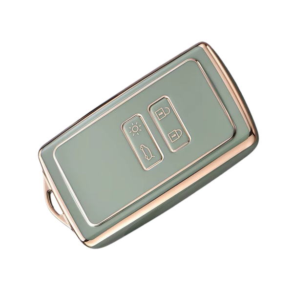 Zachte TPU Sleutelcover - Sleutelhoesje Geschikt voor Renault Koleos / Scénic 4 / Arkana / Captur / Mégane / Talisman / Espace / Clio / Zoë / Dacia Sandero - Groen met Goud - Key Cover - Auto Accessoires