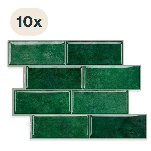 Solusia Zelfklevende Plaktegels - Groen – 10 Luxe Plaktegels voor Wand – Waterdichte Wandpanelen voor Keuken, Badkamer en Toilet – 30 x 21 cm – Makkelijk aan te brengen - Tegeltjes Tegelstickers Mozaïek
