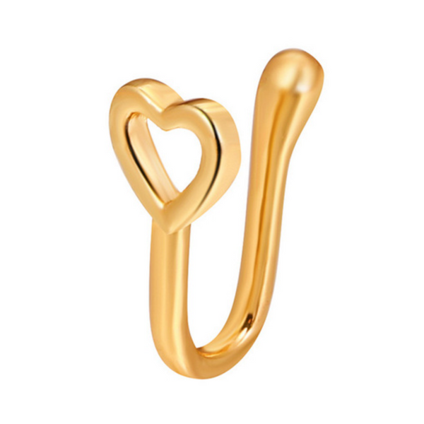 Fake Neuspiercing Goud - Hartje - Nep Neuspiercing Sieraad - Neusring - Nep Piercing Neus Ringetje - Metaal