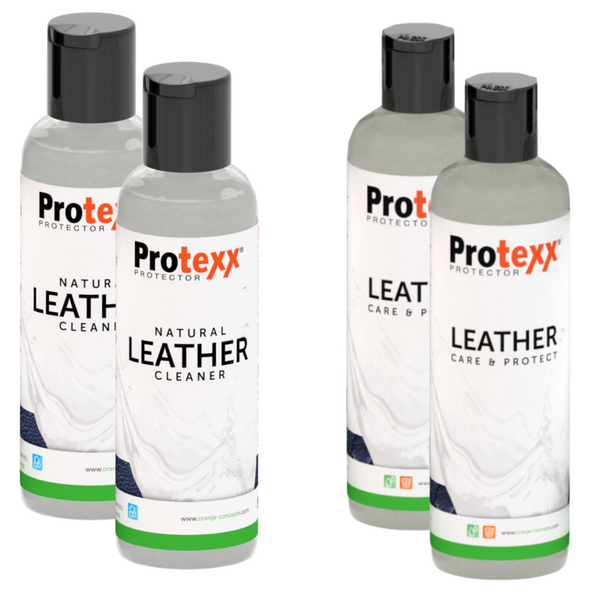 Protexx Natural Leather Cleaner 2 x 250ml + Leather Care & Protect 2 x 250ml