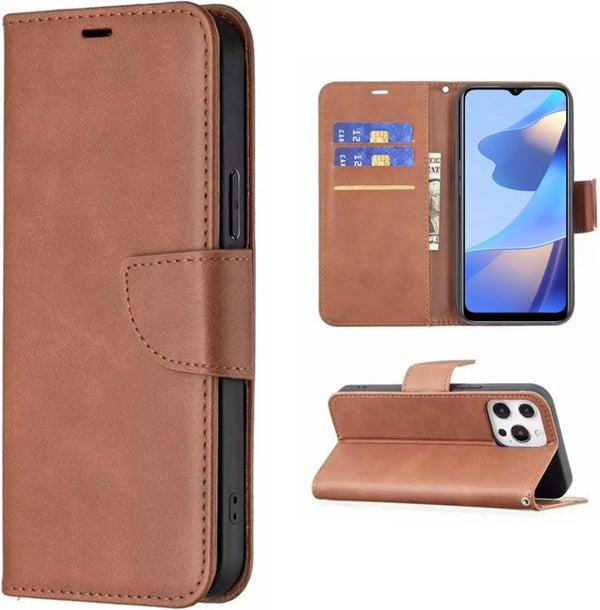 [EOL] Hoesje Bruin - Geschikt voor OPPO A16 / A16S / A54S  - Portemonnee Book Case - Boekje Met Kaarthouder / Pasjeshouder en Magneetsluiting - Booklet Beschermhoes Kunstleer