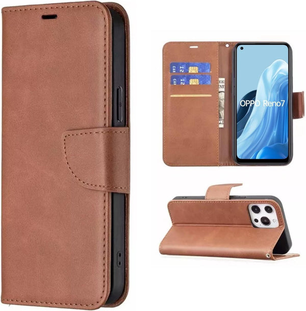 [EOL] Hoesje Bruin - Geschikt voor OPPO Reno 7 4G - Portemonnee Book Case - Boekje Met Kaarthouder / Pasjeshouder en Magneetsluiting - Booklet Beschermhoes Kunstleer