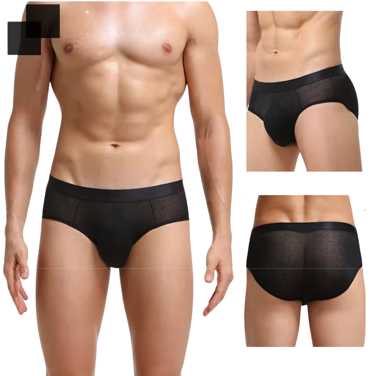 Heren Slip Transparant  - Slip Doorzichtig Zwart - Sexy Mesh Design - Mannen Onderbroek - Lingerie Voor Mannen - Ondergoed Maat L