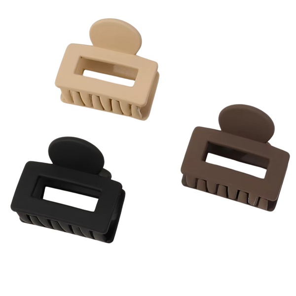 Mini Haarklemmen Set - Set van 3 - Nude Kleuren - Casual Rechthoekige Haarclip - Haaraccessoires - Geschikt voor alle haartypes - Stevige Compacte Claw Clip
