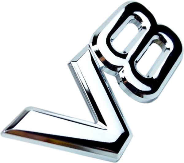 Auto Embleem V8 Zilver Chroom - Zelfklevende Badge - V8 Embleem - universeel/alle automerken -  voor Achterklep - Auto Accessoires