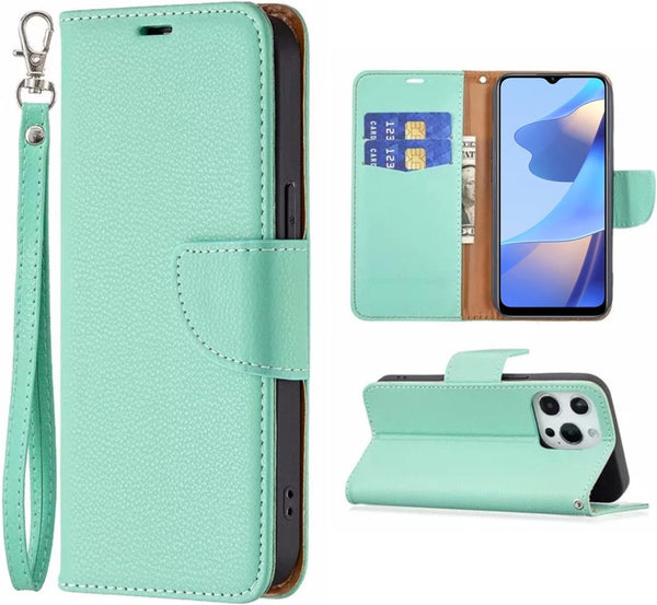 [EOL] Hoesje Mintgroen - Geschikt voor OPPO A16 / A16S / A54S - Portemonnee Book Case - Boekje Met Kaarthouder / Pasjeshouder en Magneetsluiting - Booklet - Wallet Beschermhoes Kunstleer