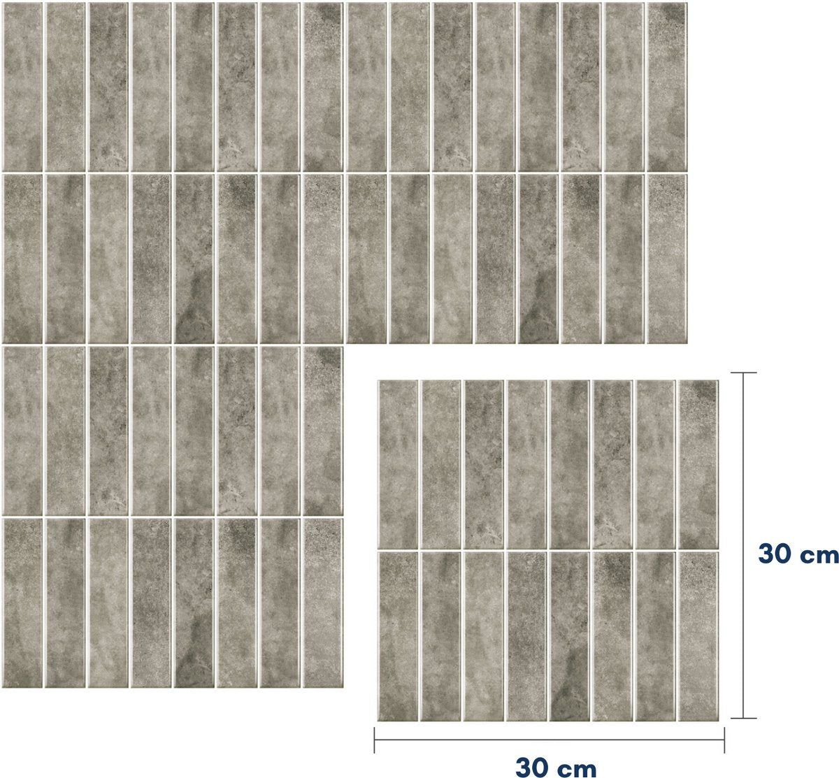 Solusia Zelfklevende Plaktegels - Grijs – 10 Hoogwaardige Plaktegels voor Wand – Waterdichte Wandpanelen voor Keuken, Badkamer en Toilet – 30 x 30 cm – Makkelijk aan te brengen - Tegeltjes Tegelstickers