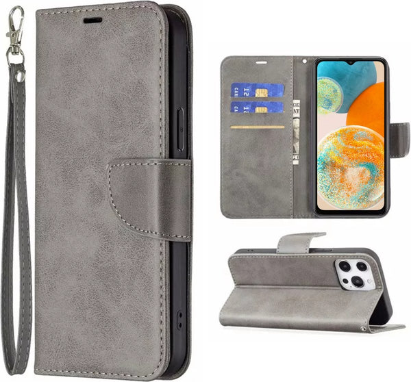 Hoesje Grijs - Geschikt voor Samsung Galaxy A23 5G / 4G - Portemonnee Book Case - Boekje Met Kaarthouder / Pasjeshouder en Magneetsluiting - Booklet - Wallet Beschermhoes Kunstleer