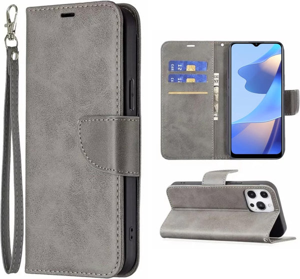 [EOL] Hoesje Grijs - Geschikt voor OPPO A16 / A16S / A54S - Portemonnee Book Case - Boekje Met Kaarthouder / Pasjeshouder en Magneetsluiting - Booklet - Wallet Beschermhoes Kunstleer