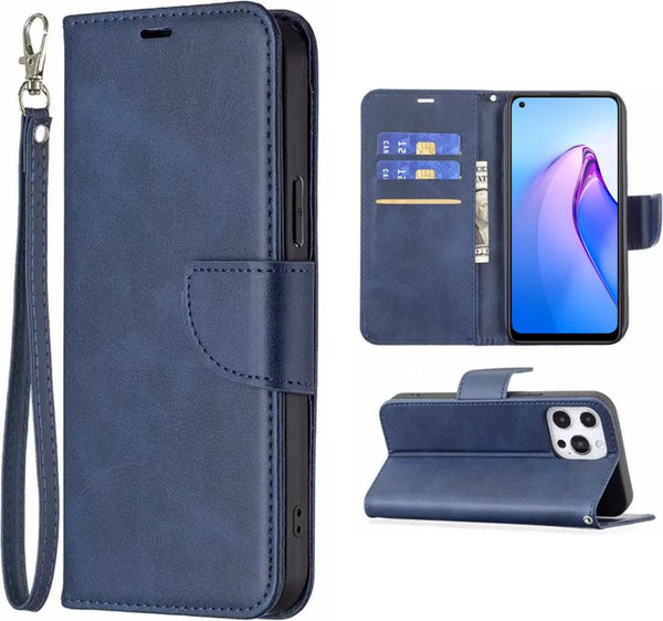 [EOL] Hoesje Blauw - Geschikt voor OPPO Reno 8 Lite - Portemonnee Book Case - OPPO Reno8 Lite Boekje Met Kaarthouder / Pasjeshouder en Magneetsluiting - Booklet - Wallet Beschermhoes Kunstleer