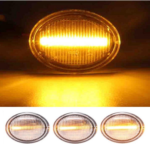 Dynamische LED Richtingaanwijzers (Helder) - Geschikt voor Fiat 500 / Abarth 500 & 595 / Ford KA - Plug & Play Knipperlichten Zijkant -  Set van 2 Knipperlichten met LED streep - Flowing Water Effect - Auto Acessoires