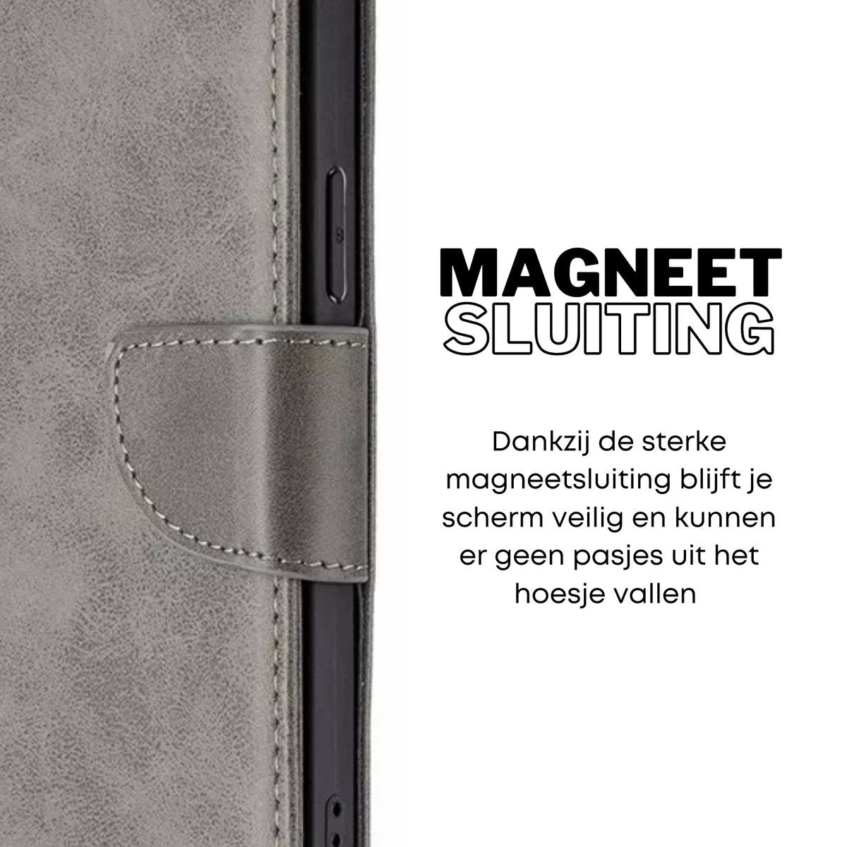 Hoesje Grijs - Geschikt voor OPPO A57 / A57s - Portemonnee Book Case - Boekje Met Kaarthouder / Pasjeshouder en Magneetsluiting - Booklet Beschermhoes - Boekhoesje