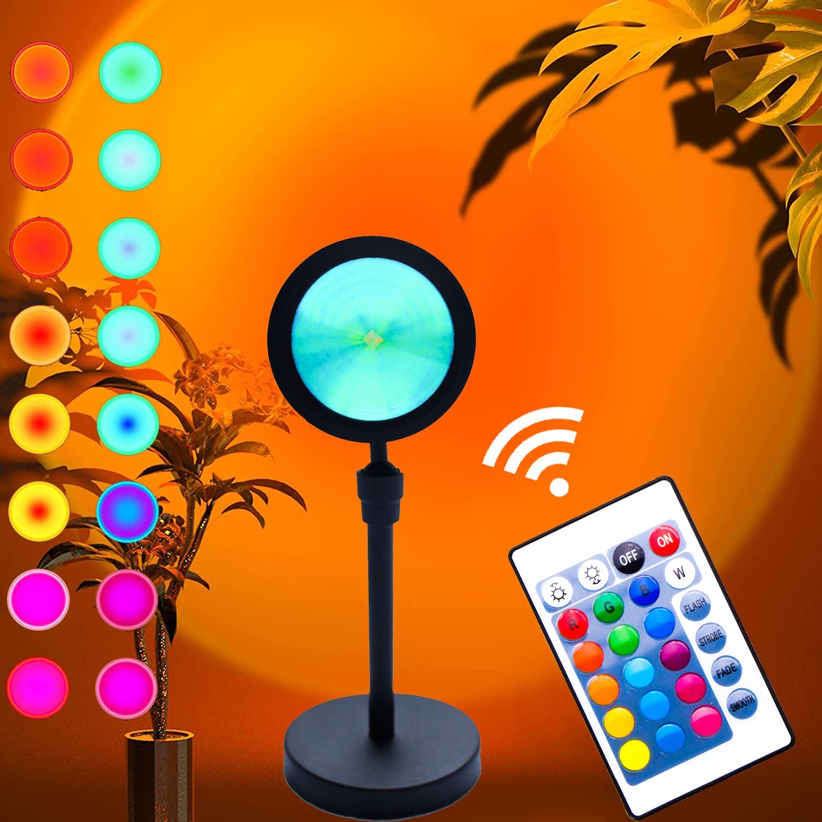 Sunset Lamp - Projector lamp - 16 Kleuren - TikTok Lamp - Sfeerverlichting - Zonsondergang Lamp - LED LAMP - Kerst cadeau - Kamer Decoratie - Cadeau voor haar & hem - Verjaardag cadeau - Geslaagd cadeau