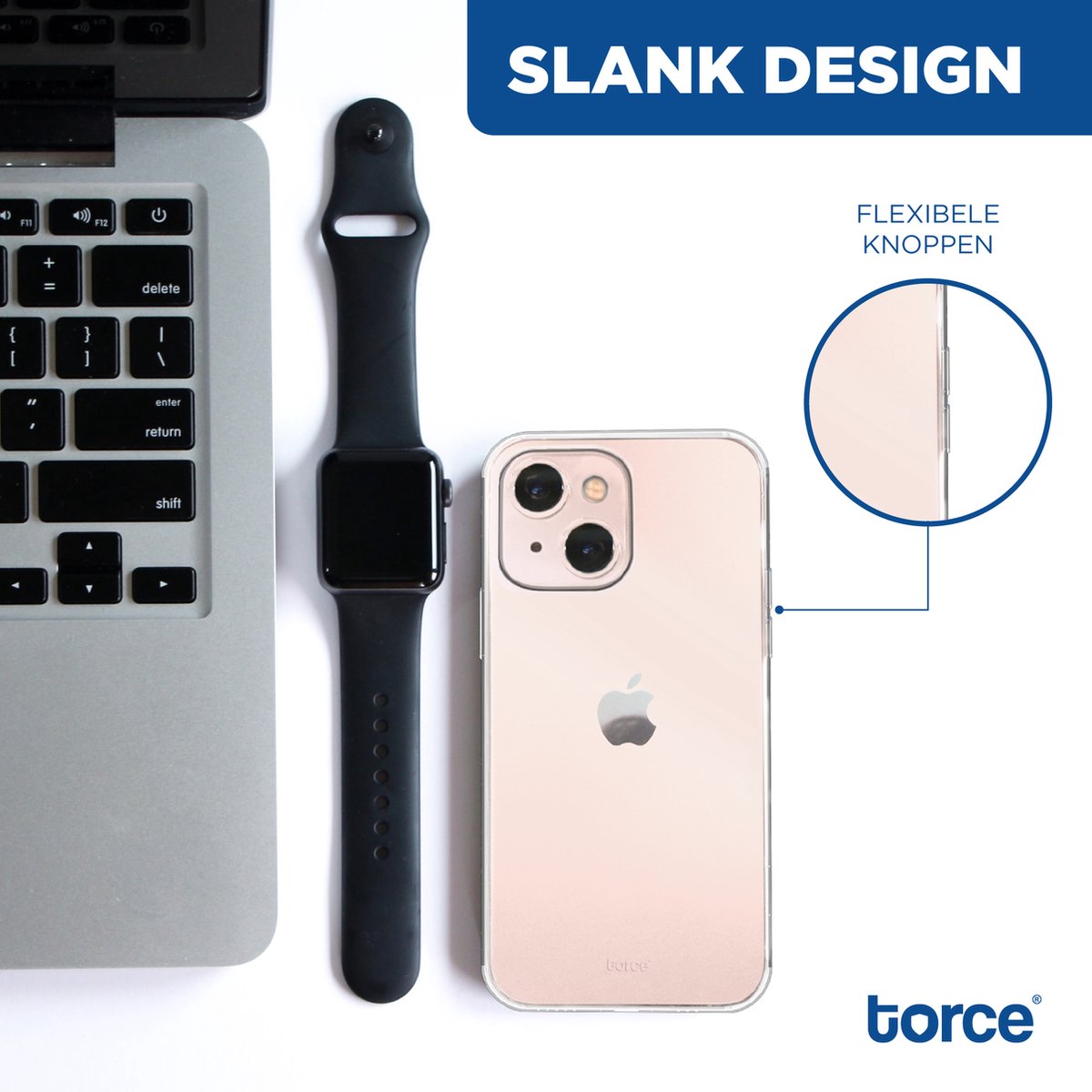 TORCE® iPhone 13 Mini Hoesje - Case Transparant + Gratis Glass Screenprotector