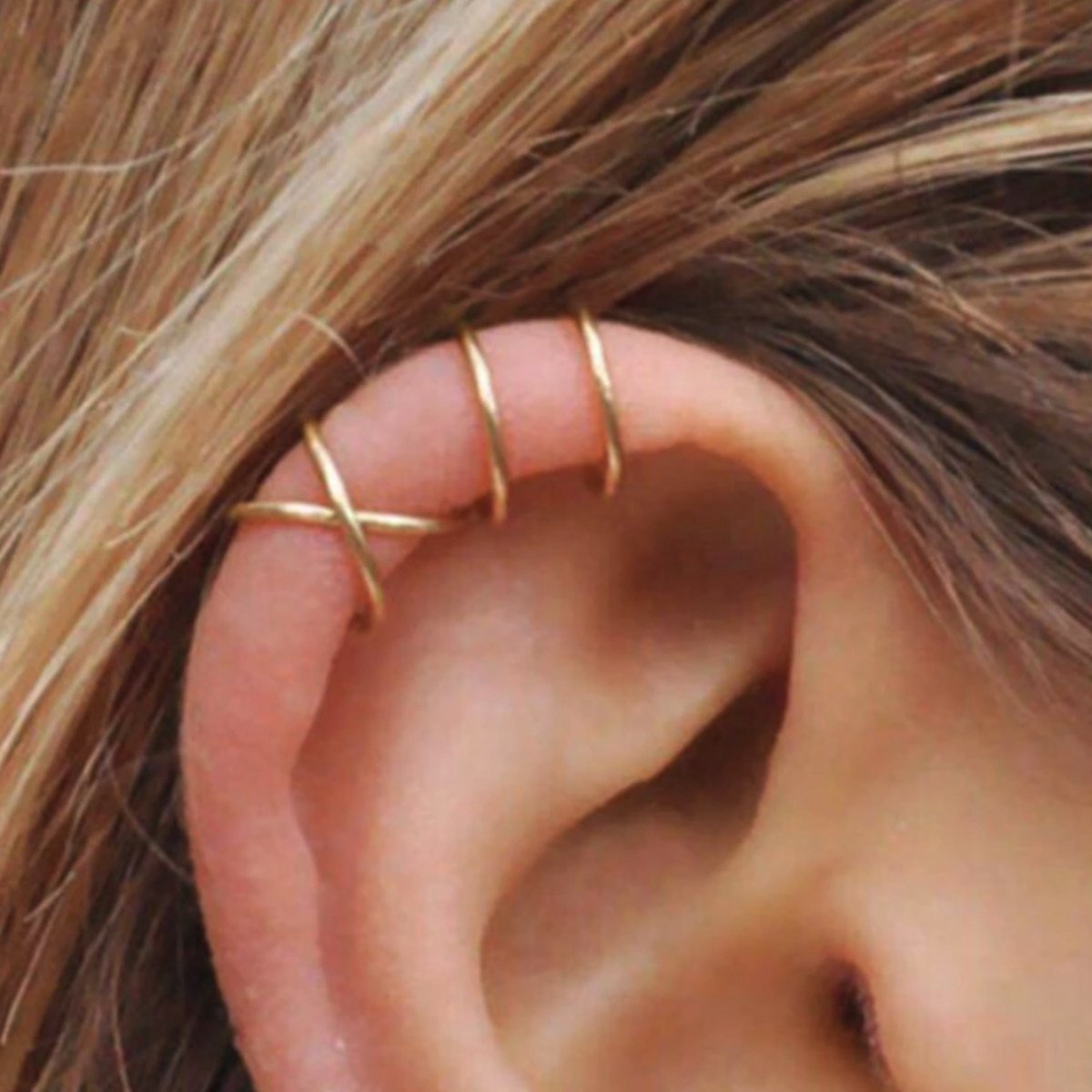 Set van 5 - Fake Helix Goud - Nep Piercing - Klem Oorbellen Oorpiercing - Nep Helix - Ringetje Goud - Metaal