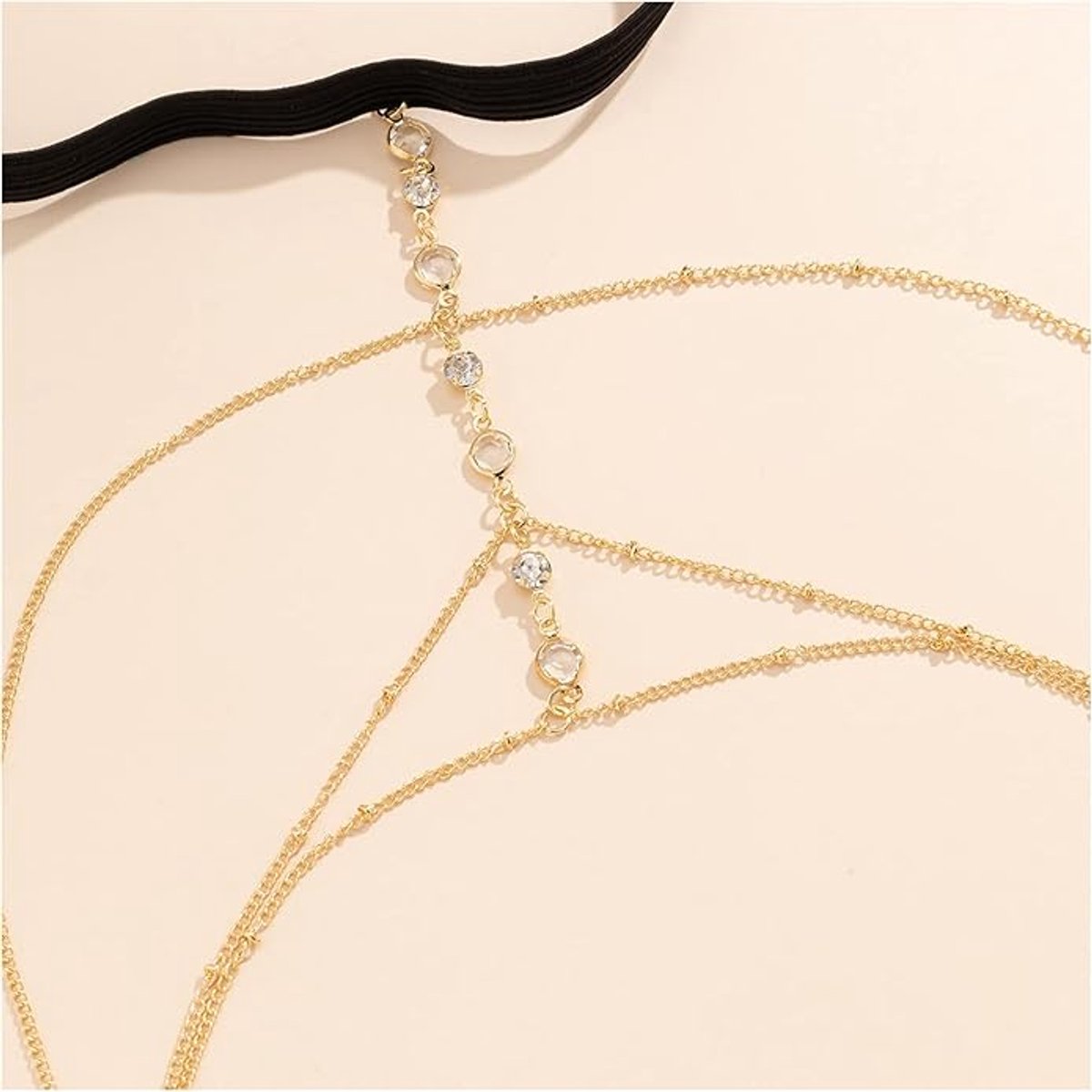 Bovenbeen Ketting Goudkleurig - Trendy Been Sierraad - Triple Goud - Sexy Bijoux voor je Bovenbeen - Beenketting - Zomer Accessoires