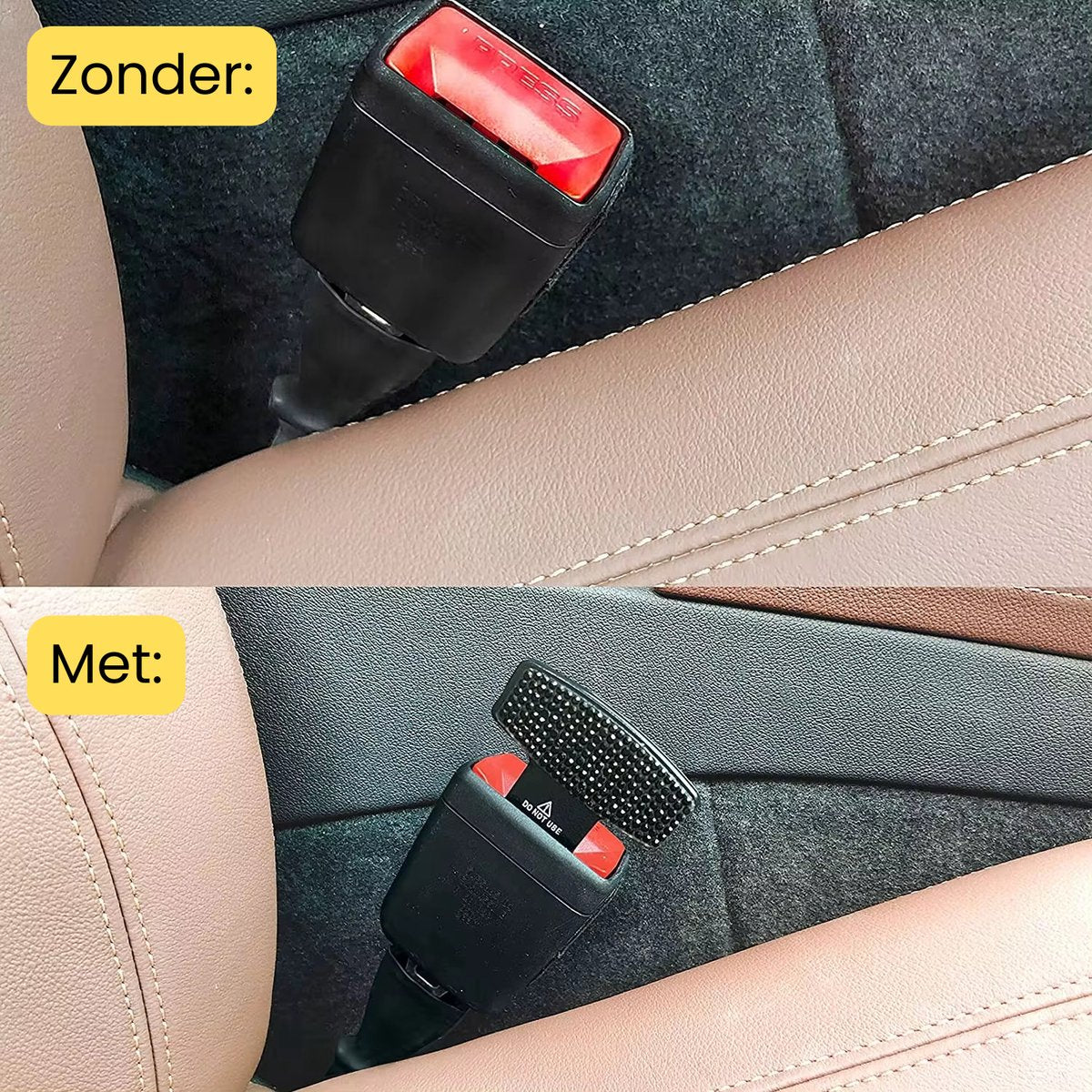 Set van 2 Gordel Piep Stoppers - Glitters Steentjes - Gordel Alarm Stopper - Waarschuwing Stopper - Gordel Clip - Autogordel Piep - Auto Accessoires