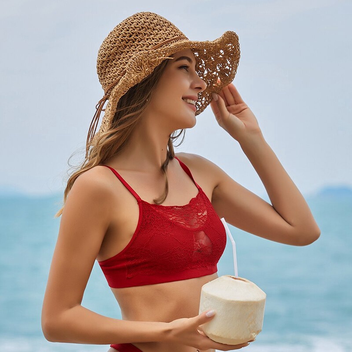 Sexy Bralette Rood - Design met Kant - Dames Beha Topje - Croptop BH - Elegante Bralette Zonder Beugel - Maat L