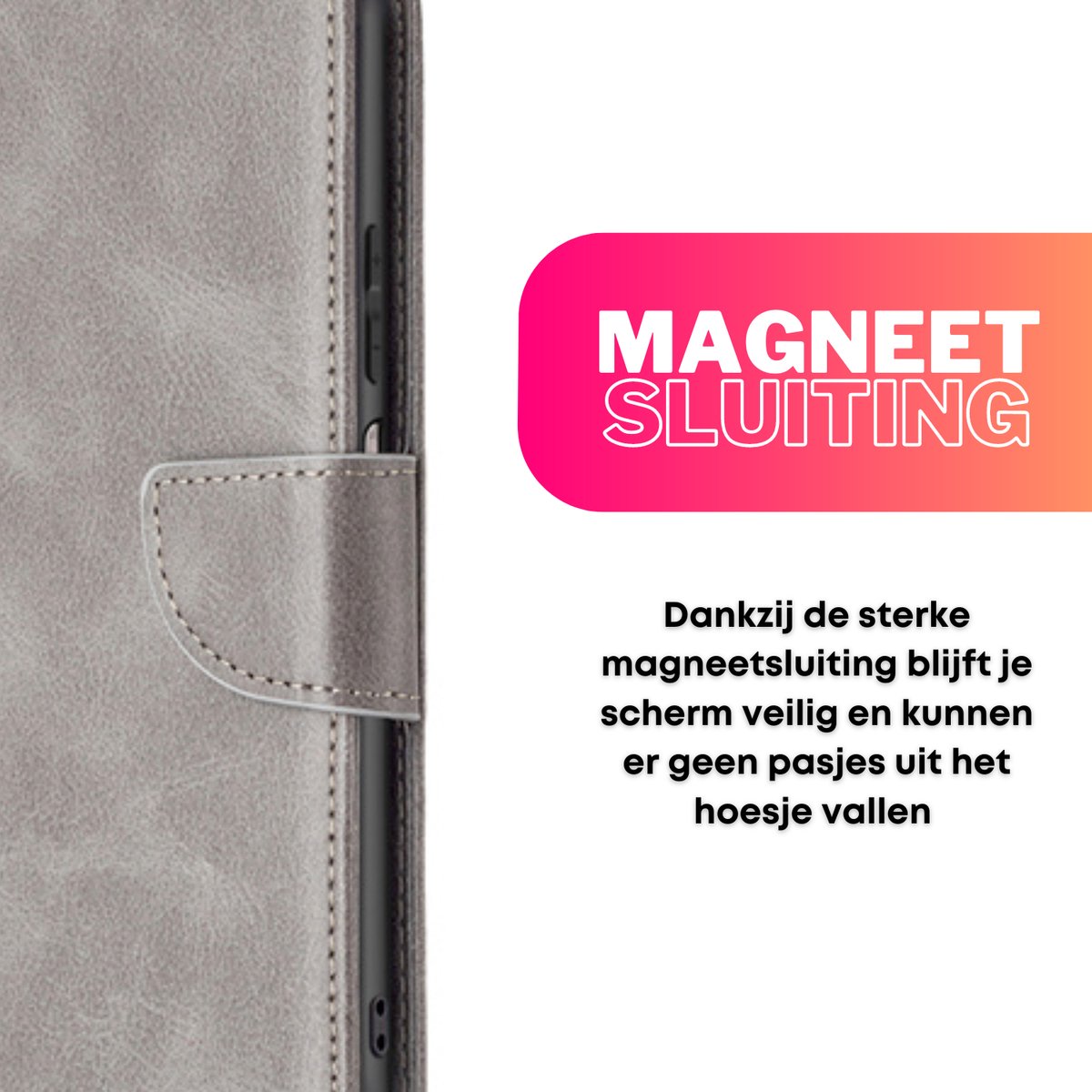 Hoesje Grijs - Geschikt voor Xiaomi Redmi Note 12 - Portemonnee Book Case - Boekje Met Kaarthouder / Pasjeshouder en Magneetsluiting - Booklet - Wallet Beschermhoes - Telefoonhoesje