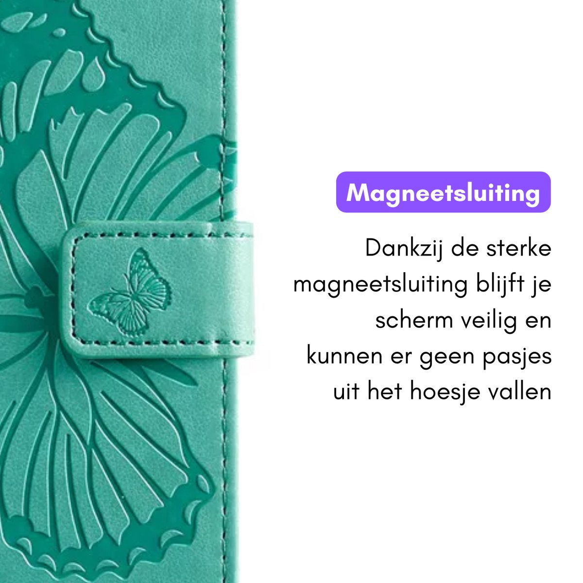 Hoesje Vlinders Groen geschikt voor OPPO A79 5G - Portemonnee Book Case - Boekje Met Kaarthouder / Pasjeshouder en Magneetsluiting - Booklet - Wallet Beschermhoes - Telefoonhoesje