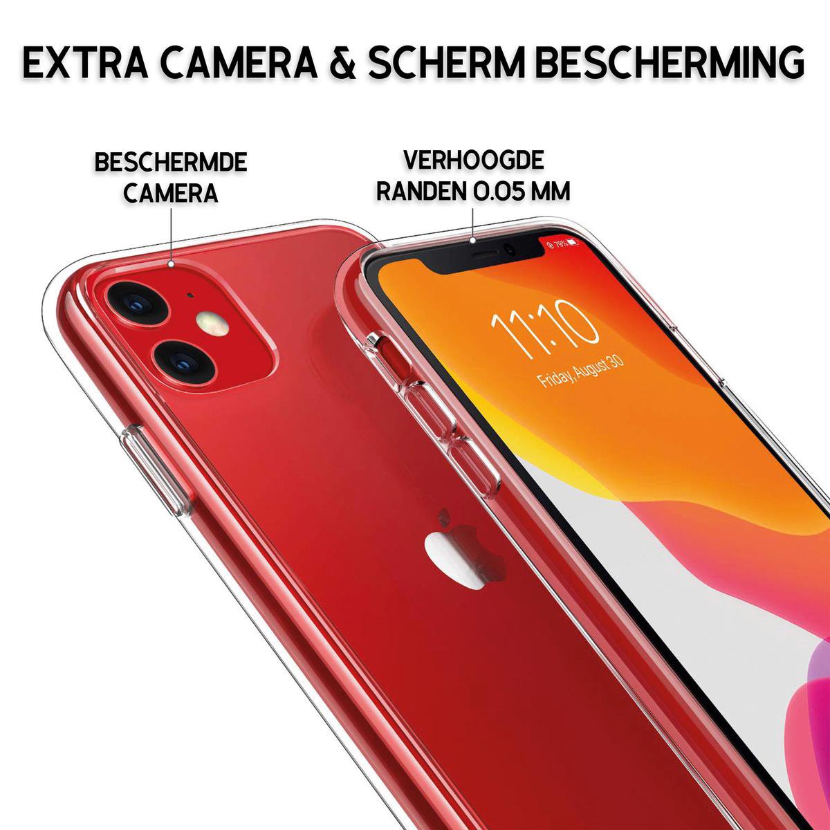 TORCE® iPhone 11 Hoesje - Case Transparant + Gratis Glass Screenprotector