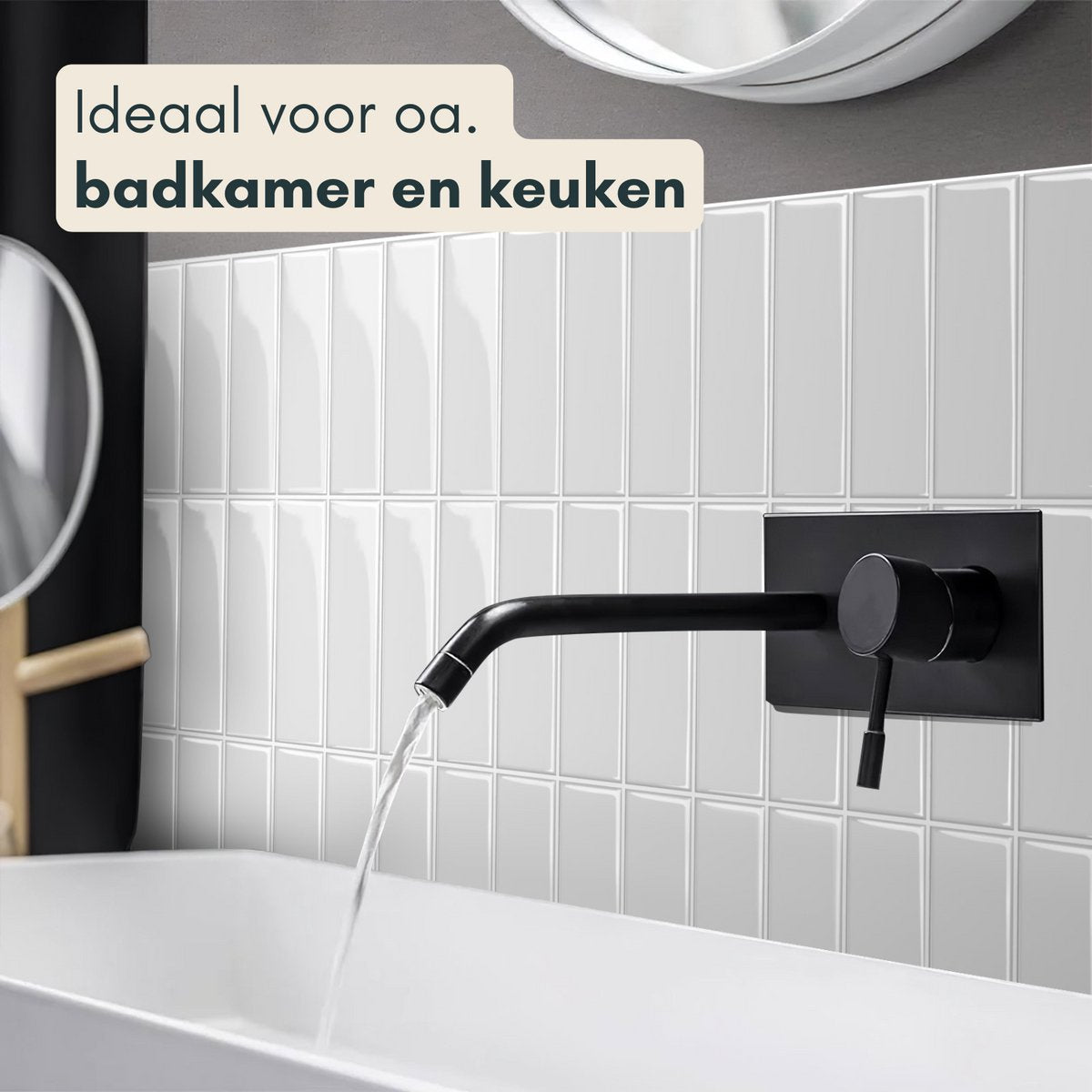 Solusia Zelfklevende Plaktegels - Wit – 10 Luxe Plaktegels voor Wand – Waterdichte Wandpanelen voor Keuken, Badkamer en Toilet – 25,4 x 25,4 cm – Makkelijk aan te brengen - Tegeltjes Tegelstickers