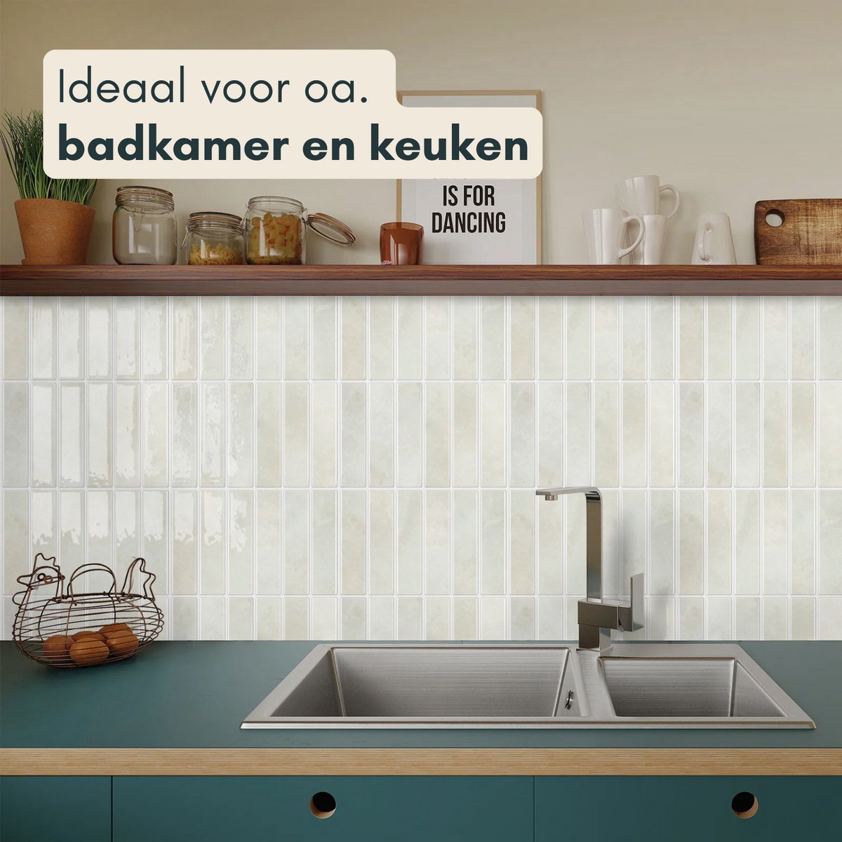 Solusia Zelfklevende Plaktegels - Beige Licht – 10 Luxe Plaktegels voor Wand – Waterdichte Wandpanelen voor Keuken, Badkamer en Toilet – 25,4 x 20 cm – Makkelijk aan te brengen - Tegeltjes Tegelstickers