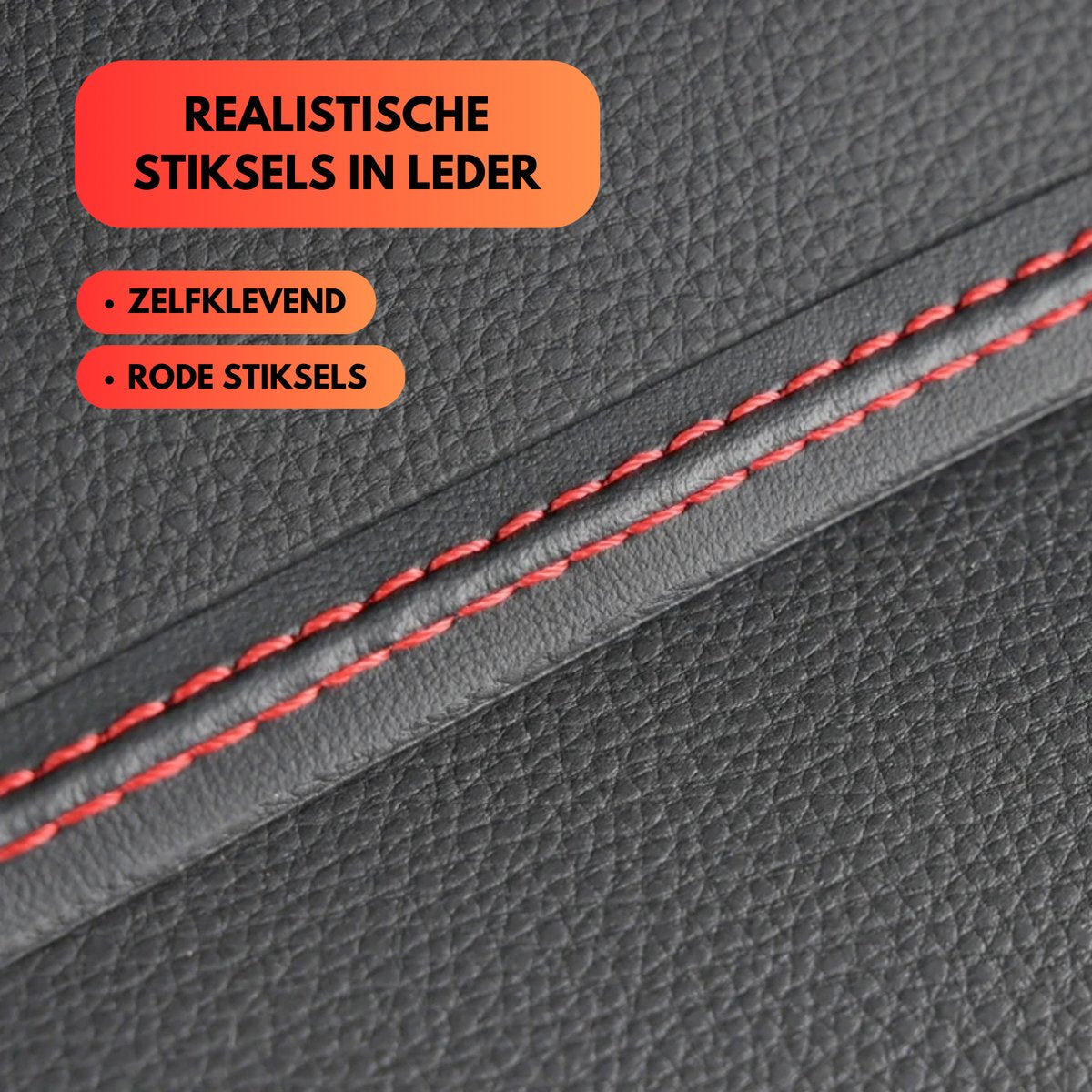 Interieur Styling - Rol 2 Meter - Rode Stiksels Zwart Leer - Luxe Auto Interieur - Dashboard en Deuren - Zelfklevend Immitatieleer - Sticker Universeel