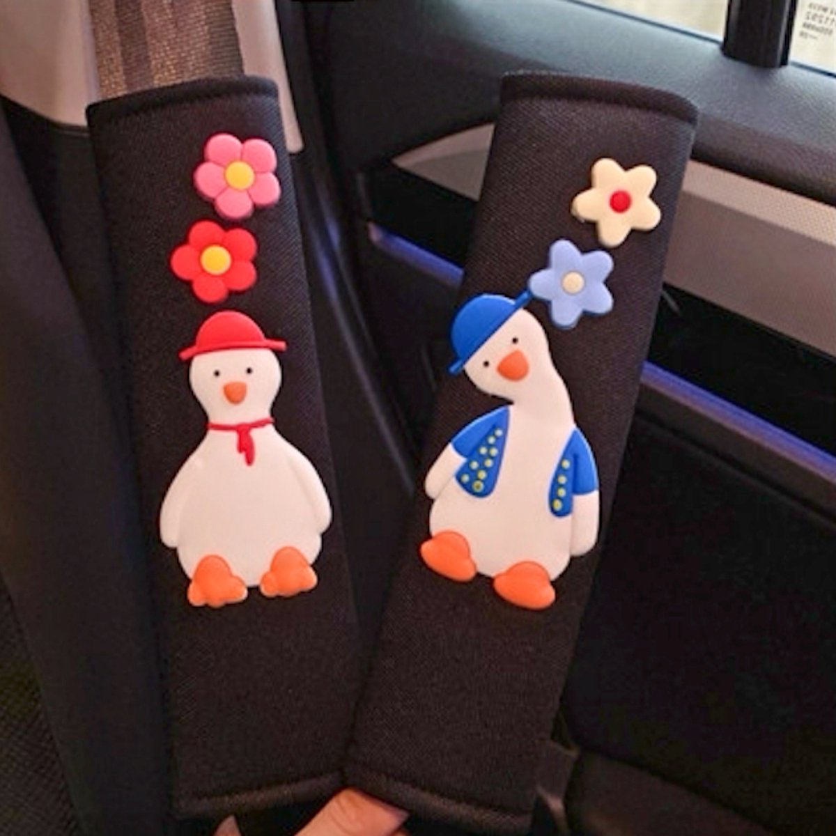 Zachte Gordelbeschermers - Geschikt voor Kinderen - Set van 2 Gordelhoezen - Zachte Gordel Hoes Beschermer - Eenden / Ganzen - Auto Accessoires