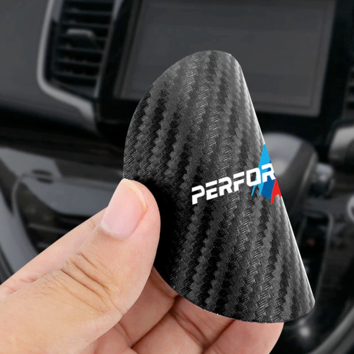 Set van 2 Bekerhouder Inleggers - Performance - Carbon Look - Geschikt voor alle automerken/ universeel - Carbon Bekerhouders Onderzetters - Zwart met Rood - Auto Accessoires