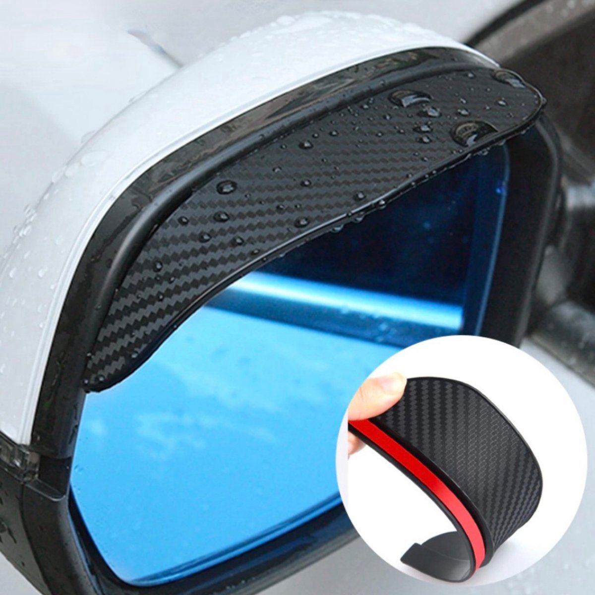 Set van 2 Regen Afdekkapjes - Zijspiegels - Carbon Look - Geschikt voor alle automerken/ universeel - Spiegelkappen Regen Werend - Spiegel Spoilers - Auto Accessoires