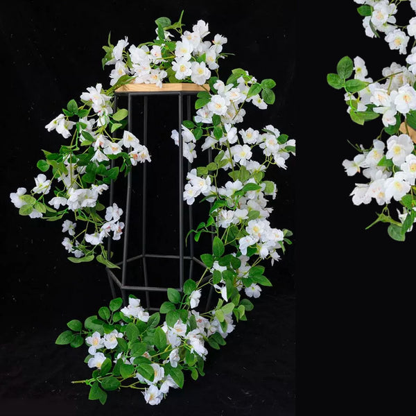 Luxe Bloemenslinger Kersenbloesem - Vol Witte Bloemen - Grote Stijlvolle Bloemenstreng - Voor Interieur, Fietsmand of Stuur - 180 CM Bloemen Wit - Plastic Kunstbloemen Fiets Slinger Tak Sakura