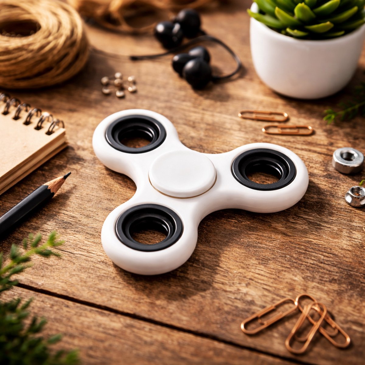 Fidget Spinner Wit  - Langdurige spin - Stressverlichter voor Kinderen & Volwassenen - Anti Stress Speelgoed - Hand Spinner - Concentratie Speelgoed - Compact Formaat - Kunststof