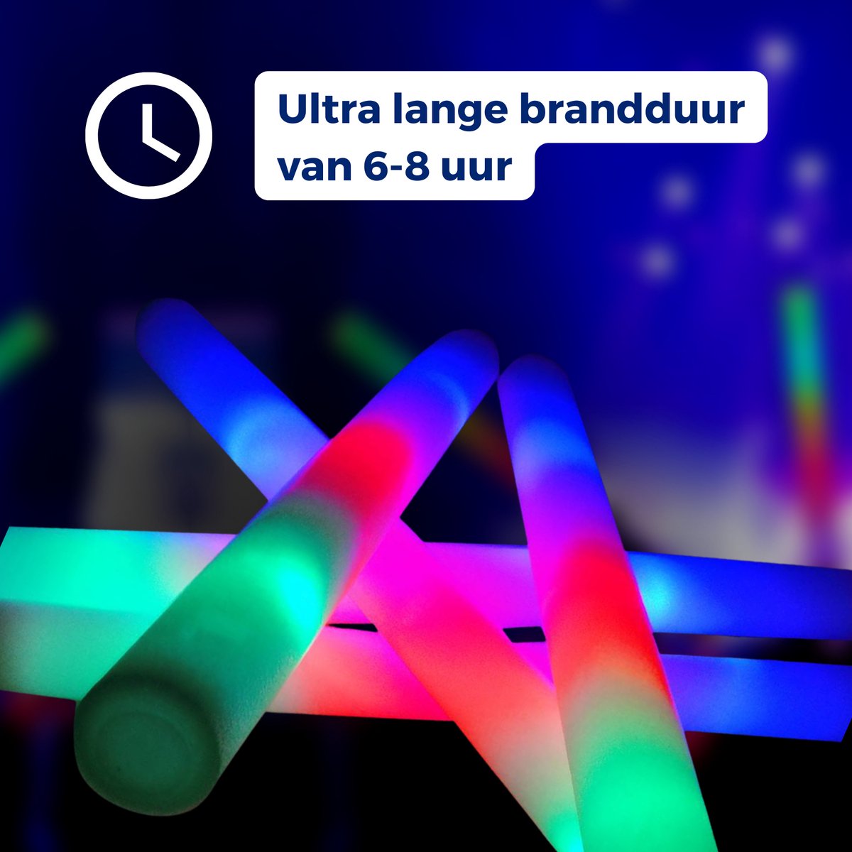 10x Led Foam Sticks - Multicolor Led - Lange Brandduur - Neon Party Sticks - Verjaardag Feest Versiering - Bruiloft Huwelijk - Lichtstaaf - Lampjes Kerst - Glow in The Dark