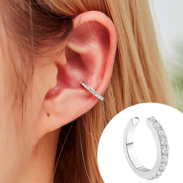 Fake Helix Zilver - Diamantjes - Nep Piercing - Klem Oorbel Oorpiercing - Nep Helix - Ringetje Zilver - Metaal
