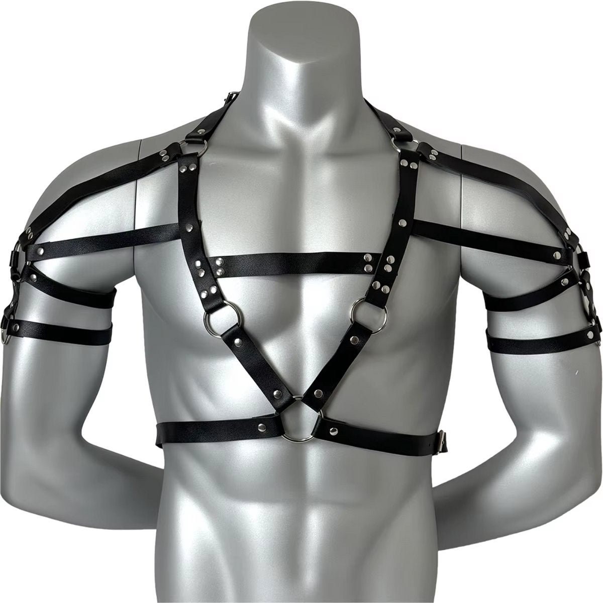 Sexy Heren Harnas Bovenlichaam – Verstelbaar Bondage Harnas - Kunstleer met Ringen – One Size - Erotiek & Bondage - Riem Voor Mannen - BDSM Sex Toys