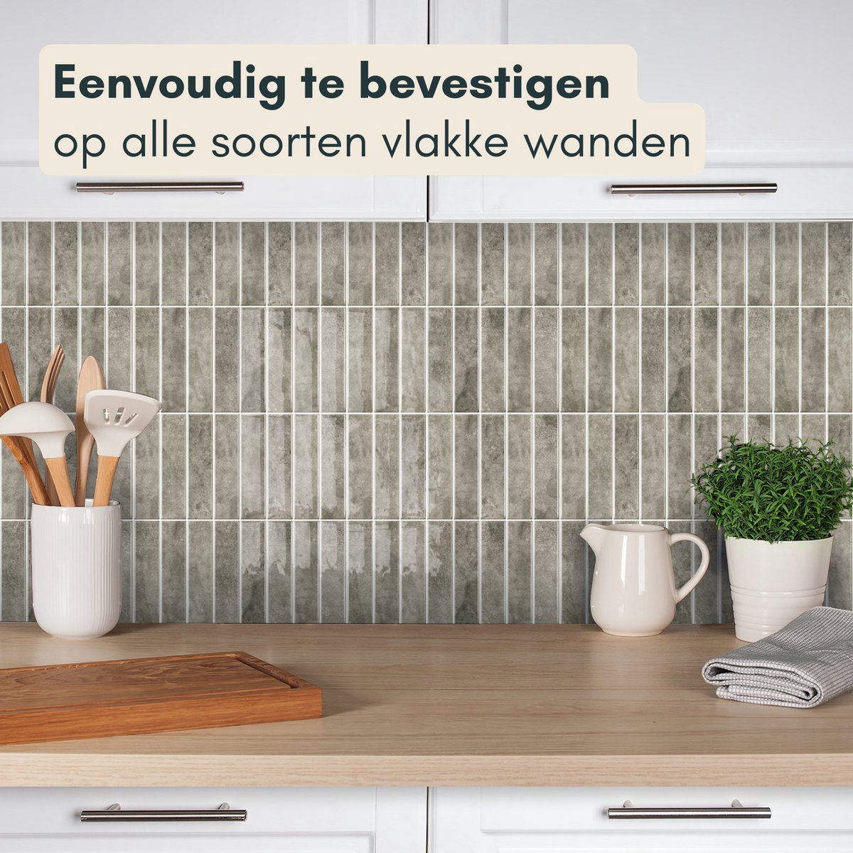 Solusia Zelfklevende Plaktegels - Grijs – 10 Hoogwaardige Plaktegels voor Wand – Waterdichte Wandpanelen voor Keuken, Badkamer en Toilet – 30 x 30 cm – Makkelijk aan te brengen - Tegeltjes Tegelstickers