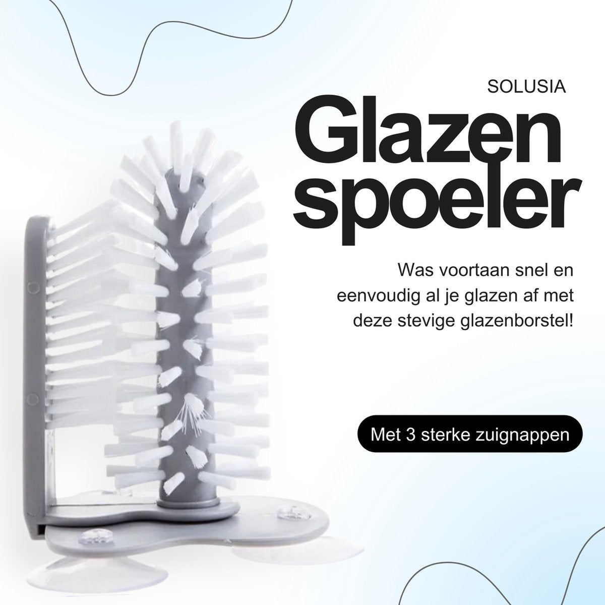 Set van 2 Glazenborstels Horeca Stijl - Glazenspoeler met Zuignap - Afwasborstel Gootsteen - Spoelborstel - Bierglasreiniger