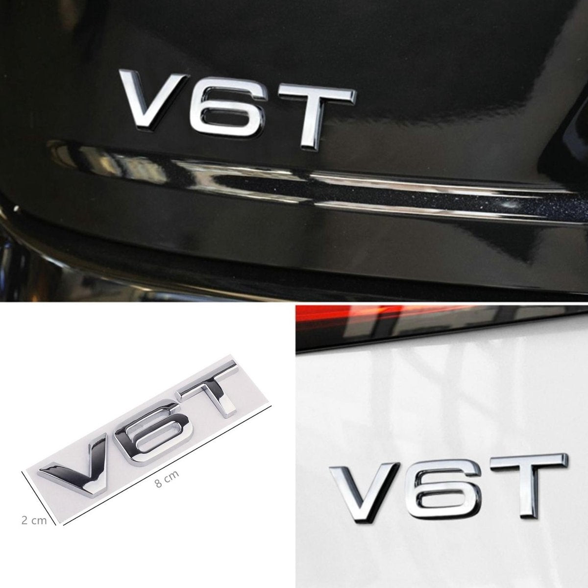 Auto Embleem V6T - Zelfklevende Badge - V6 Logo - universeel/alle automerken - Auto Accessoires