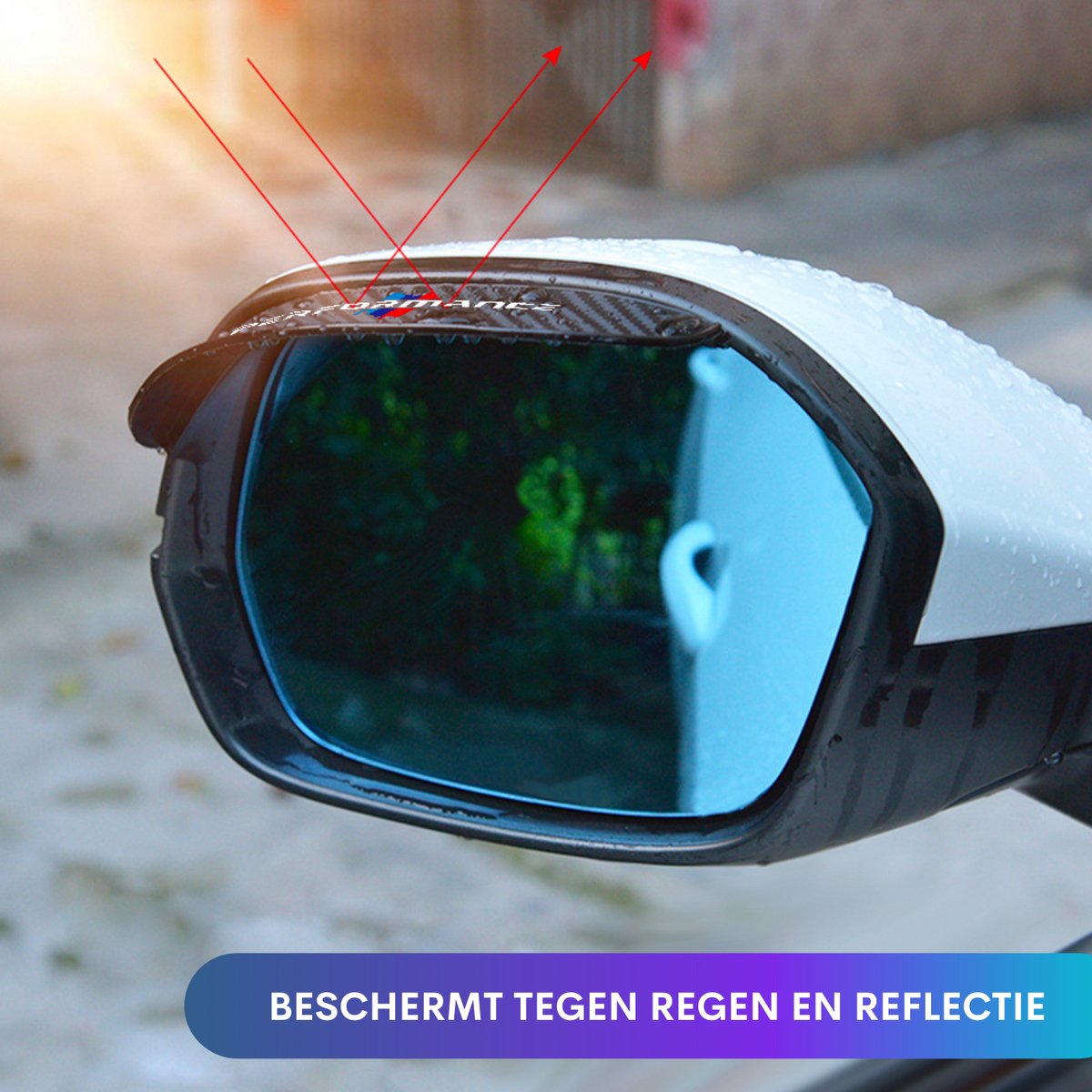 Set van 2 Regen Afdekkapjes - Performance - Carbon Look - Zijspiegels - Geschikt voor alle automerken/ universeel - Spiegelkappen Regen Werend - Spiegel Spoilers - Auto Accessoires