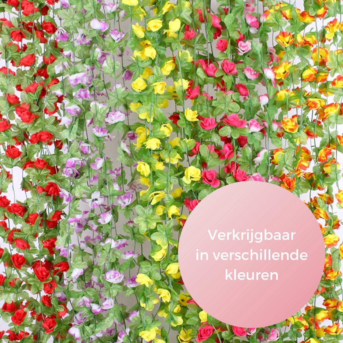 Bloemenslinger 42 Mini Bloemen - Roze - Kunstbloemen Slinger voor Decoratie - Bloemenslinger Fietsmand of Stuur - 230 CM - Kunst Kamer of Fiets Decoratie - Klimop Rozen