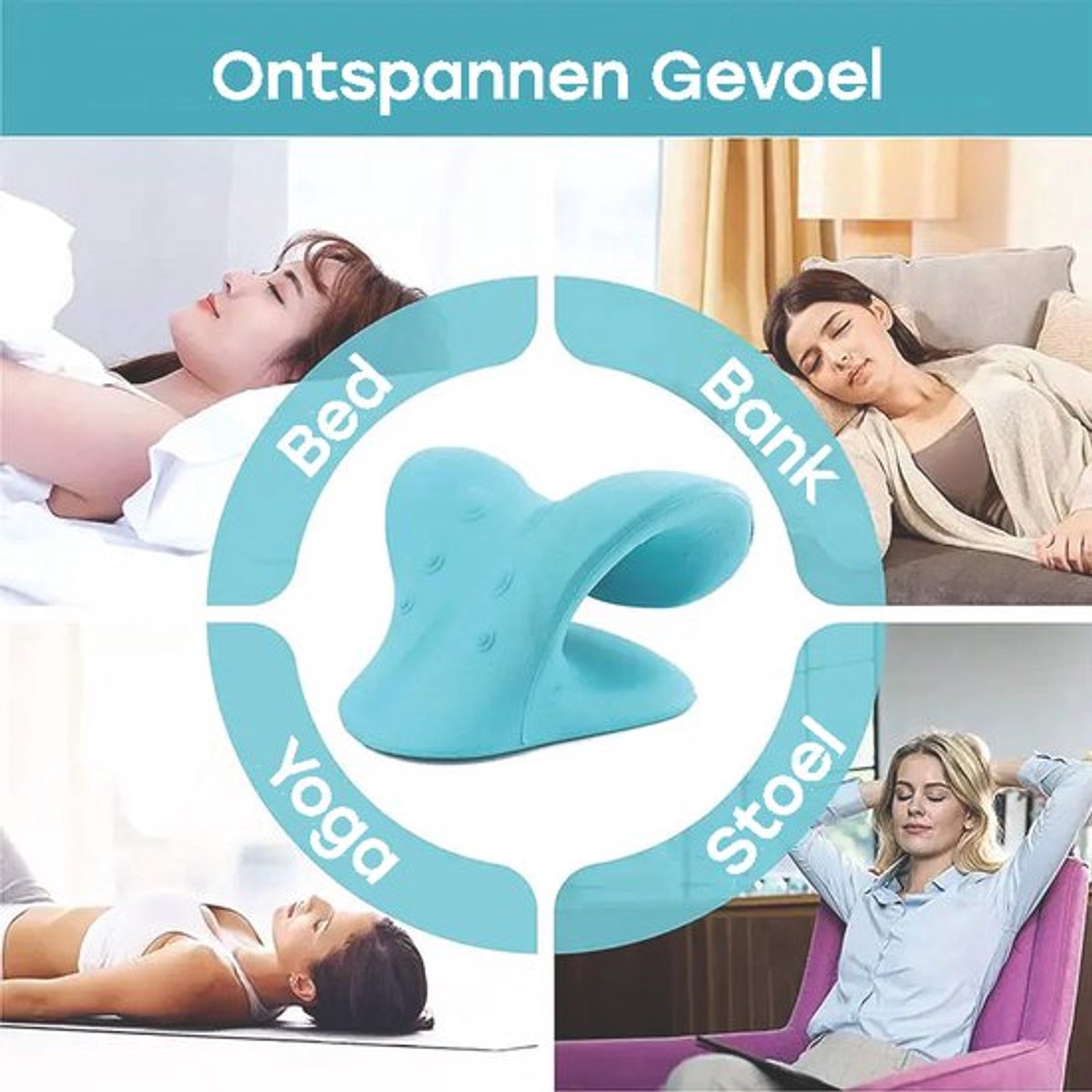 Nekstretcher- Zwart- Nekkussen- Acupunctuur- Nek massage- Soepel Kussen- Postuur Corrector- Nek stretcher- Nek Releaser