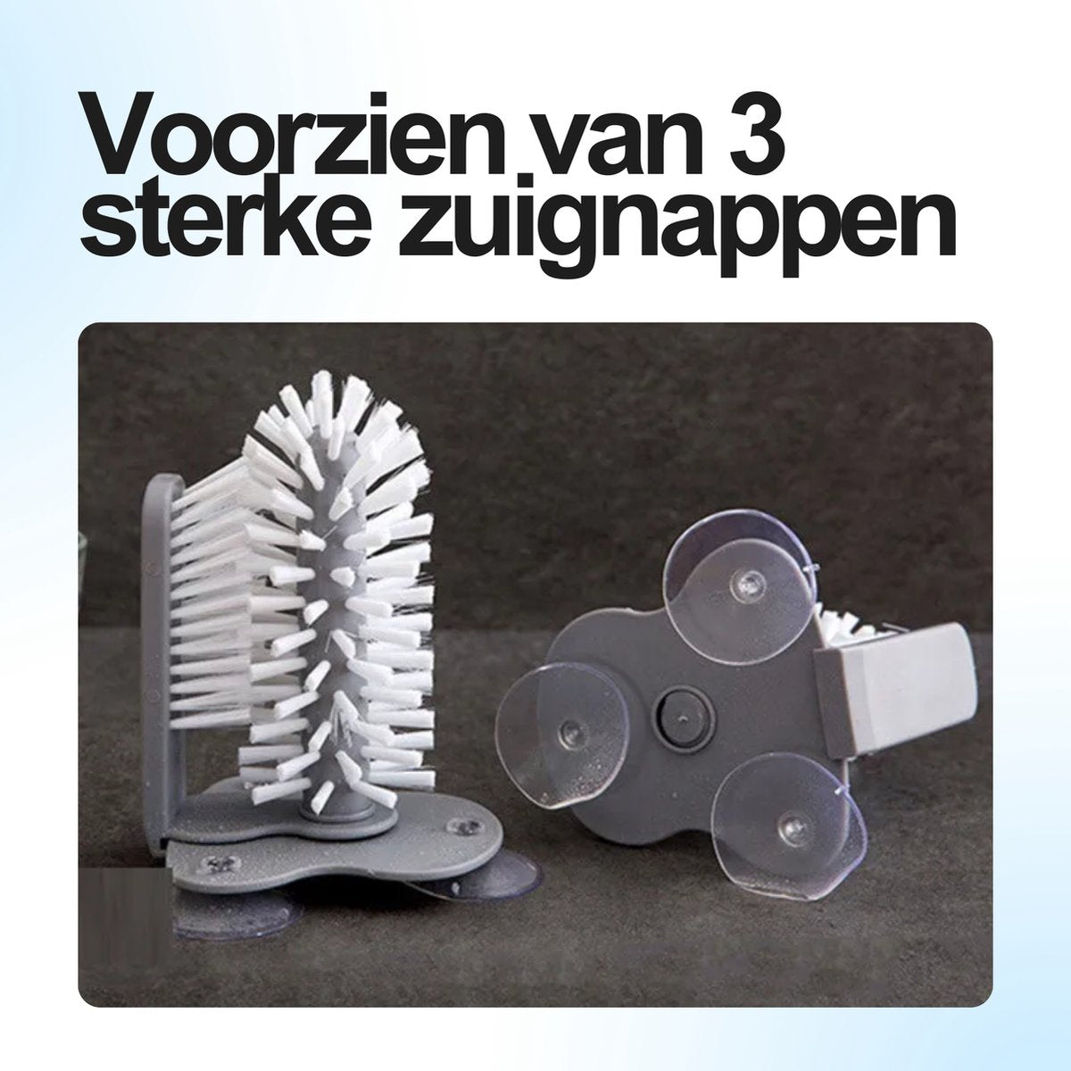 Glazenborstel Horeca Stijl - Spoelborstel met Zuignap - Afwasborstel Gootsteen - Glazenspoeler - Bierglasreiniger