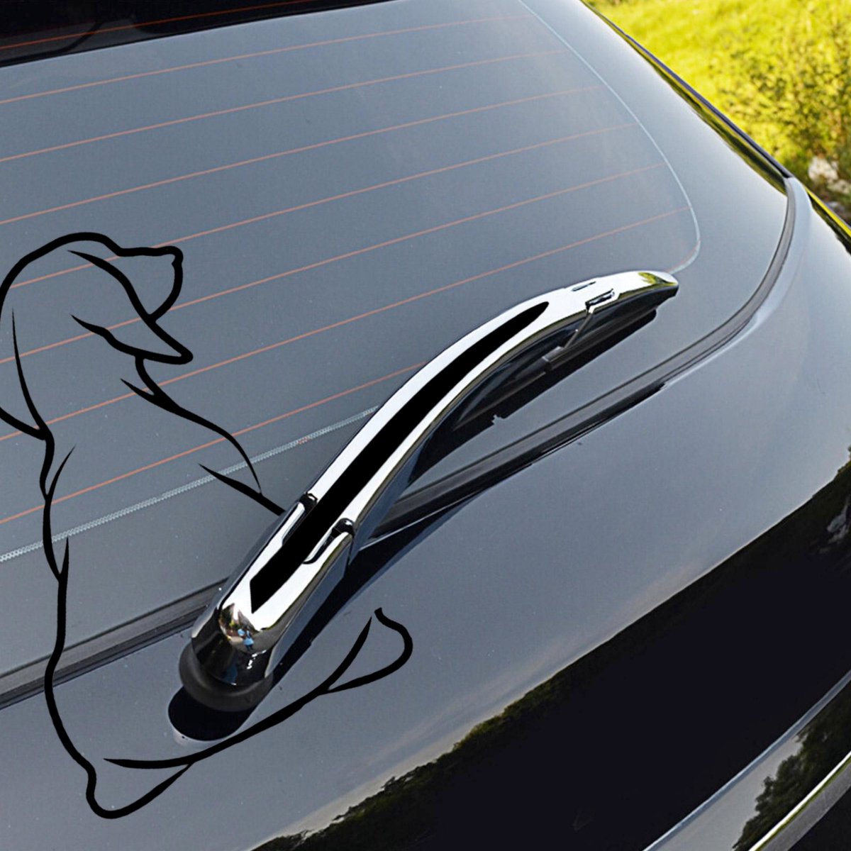 Autosticker - Hond met Staart Ruitenwisser - Grappige Auto Sticker Zwart - Hoogwaardig Vinyl - Autostickers Wrap Folie - Geschikt voor Alle Automerken / Universeel