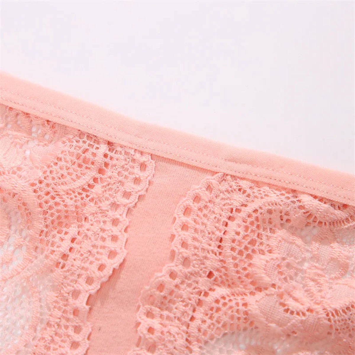 [EOL] Sexy Dames String met Kant - Roze - Vrouwen Lingerie / Ondergoed - Maat XL